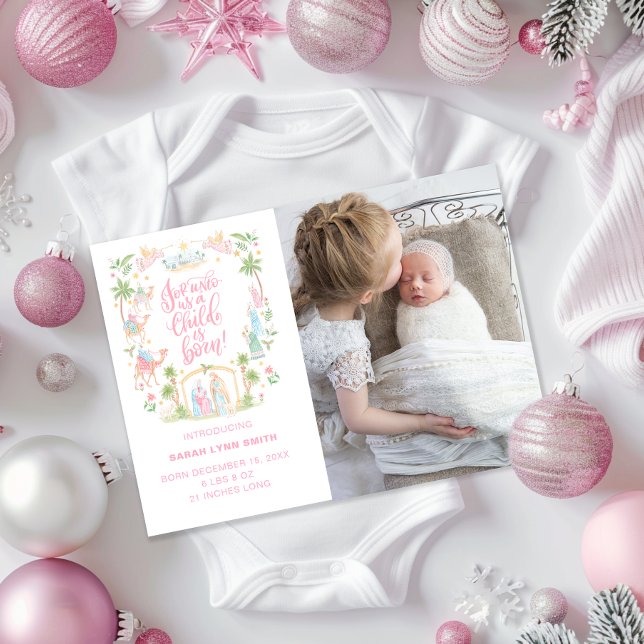 Carte de photo d'annonce de naissance pastel de la (Créateur téléchargé)