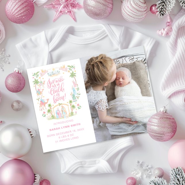 Carte de photo d'annonce de naissance Pastel Nativ (Créateur téléchargé)