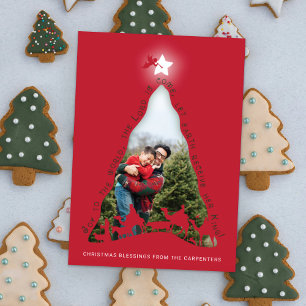 Carte de photo d'arbre de Noël de la Nativité