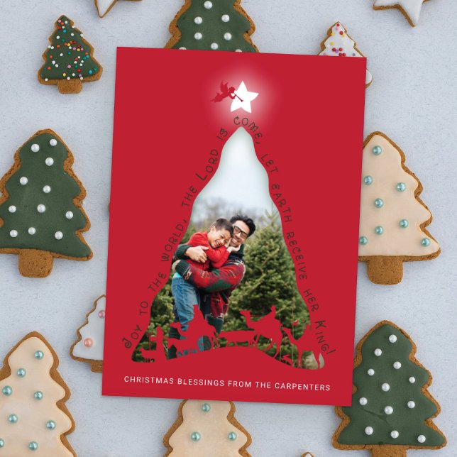 Carte de photo d'arbre de Noël de la Nativité (Créateur téléchargé)