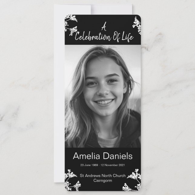 Carte de photo de célébration de la vie avec fleur (Devant)