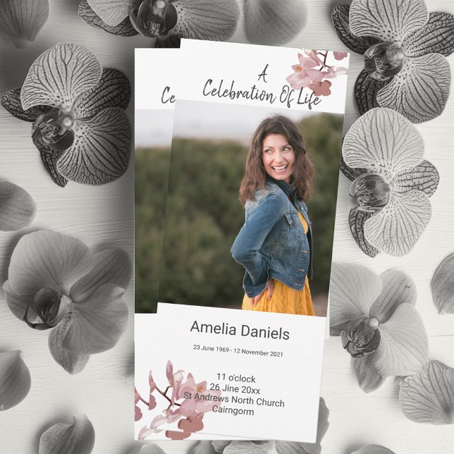 Carte de photo de célébration de vie d'orchidée ro (Créateur téléchargé)