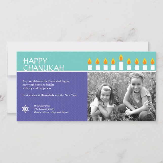 Carte de photo de la menorah de Hanoukka (Devant)