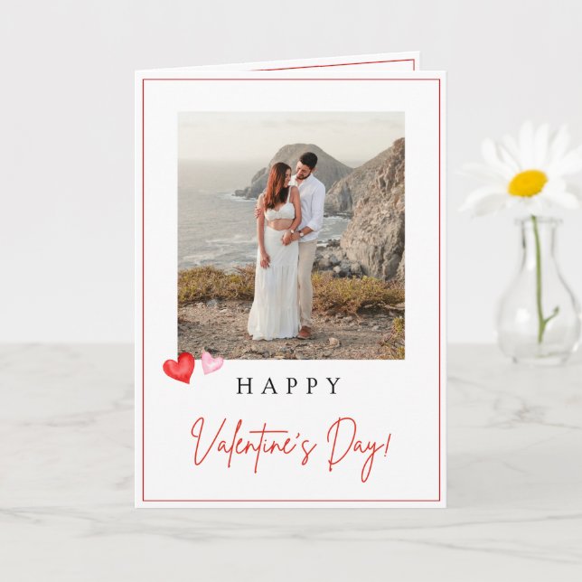 Carte de photo de la Saint-Valentin, cœurs roses r (Petite plante)
