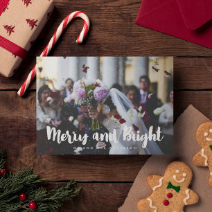 Carte de photo de mariage moderne Merry and Bright