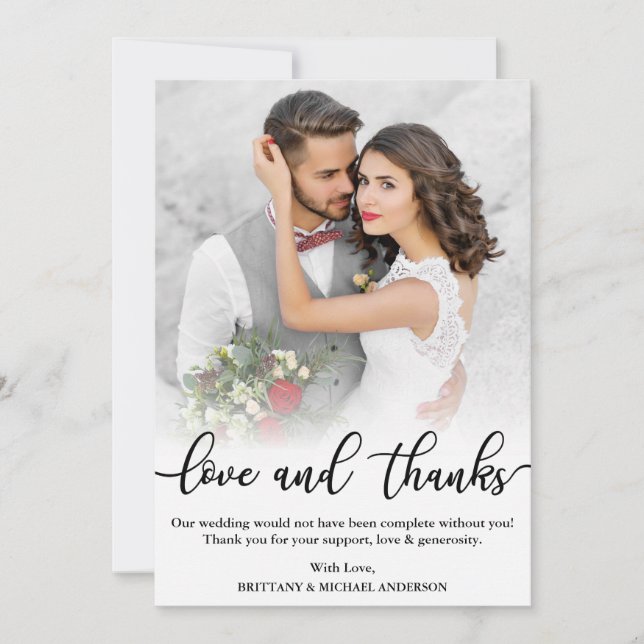 Carte de photo de mariage noir écriture amour et r (Devant)