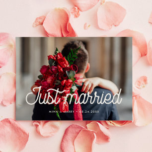 Carte de photo de mariage rétro vintage 'Just marr