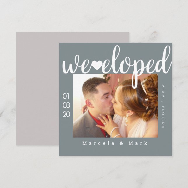 Carte de photo de mariage simple typographie cœurs (Devant / Derrière)