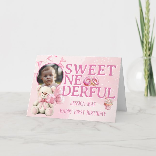 Carte de photo de premier anniversaire douce Onede (Devant)
