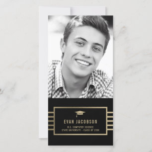 Carte de photo de remise de diplômes avec bouchon 