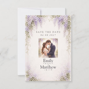 Carte de photo de sauvegarde de date de Wisteria d