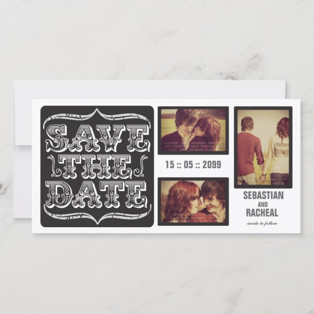 Carte de photo de typographie de date de sauvegard (Devant)