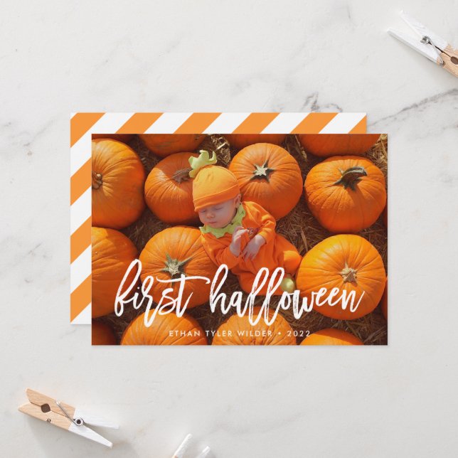 Carte de photo Halloween pour bébé (Devant/Arrière en situation)