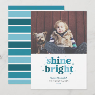 Carte de photo Hanukkah Teal Shine Bright