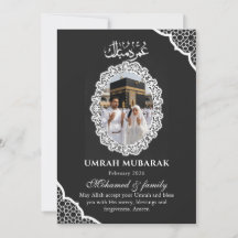 Carte de photo personnalisée Umrah Mubarak Black L