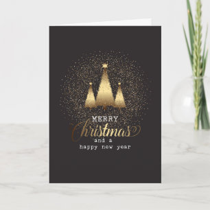 Carte de photo pliée Gold Christmas Trees