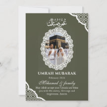 Carte de photo Umrah Mubarak vert olive personnali
