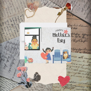 Carte de photo vintage mignonne pour la fête des m