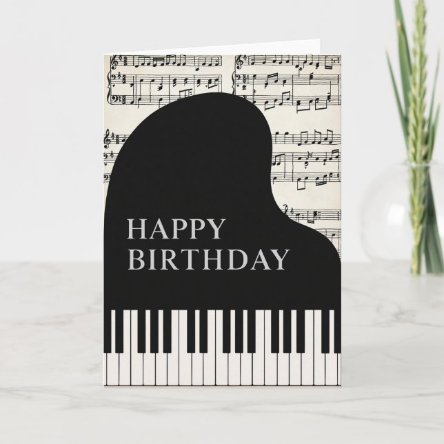 Carte de piano mélodie d'anniversaire (Devant)