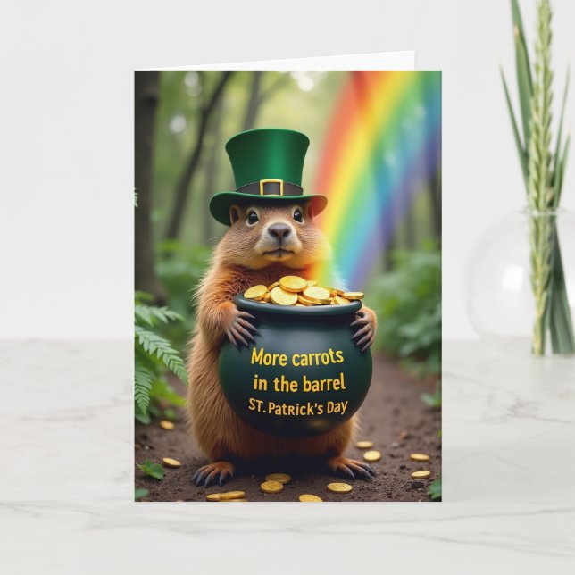 Carte de pièce d'or de marmotte chanceuse (Devant)