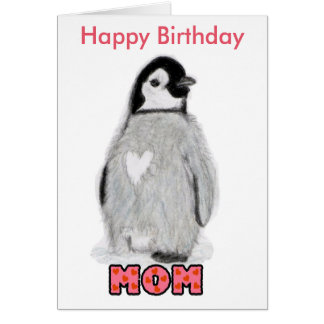 Carte de pingouin de maman de joyeux anniversaire