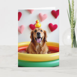 Carte de piscine Golden Retriever joyeuse