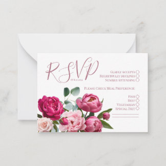 Carte de pivoine Mariage RSVP