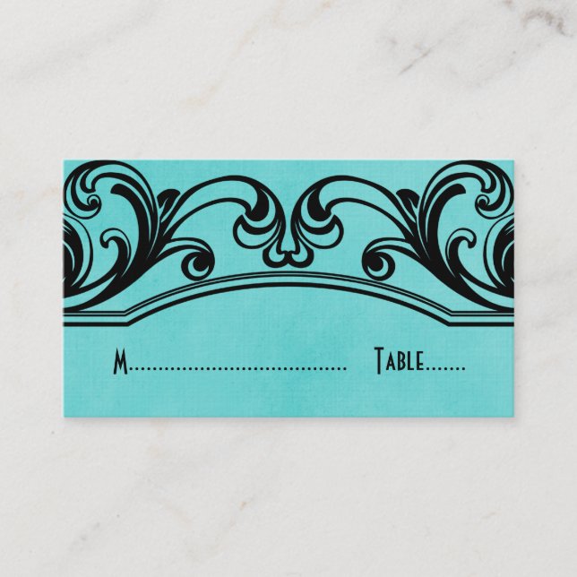 Carte de place Aqua Vintage Swirls (Devant)
