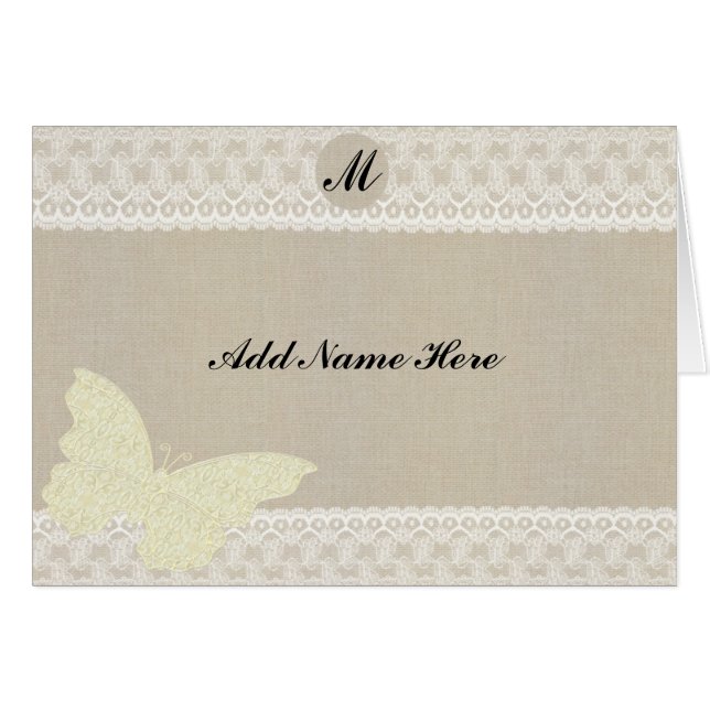 Carte de place de la table Burap and Lace Monogram (Devant Horizontal)