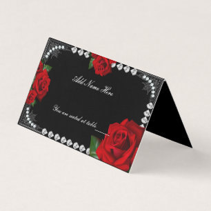 Carte De Place De Table Roses Et Diamants Rouges R