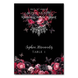 Carte de place Gothique Rose Rouge Noir Moody Quin