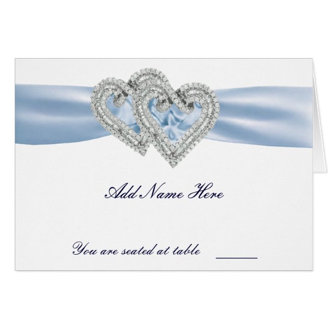 Carte de place Ice Blue Hearts personnalisée (Devant Horizontal)