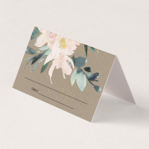 CARTE DE PLACE MARIAGE DE BUNCH FLORAL KRAFT BLUSH