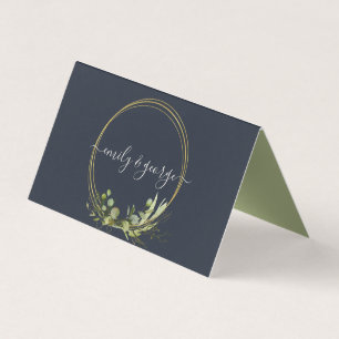 CARTE DE PLACE MARIAGE MARINE LEAFY GREEN GOLD FOL