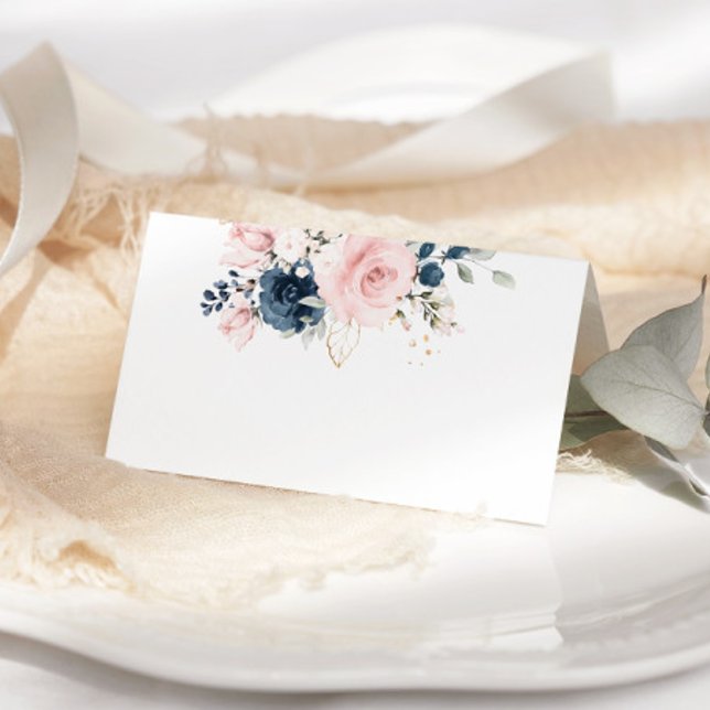 Carte de place mariage rose florale Blush rose Nav (Créateur téléchargé)