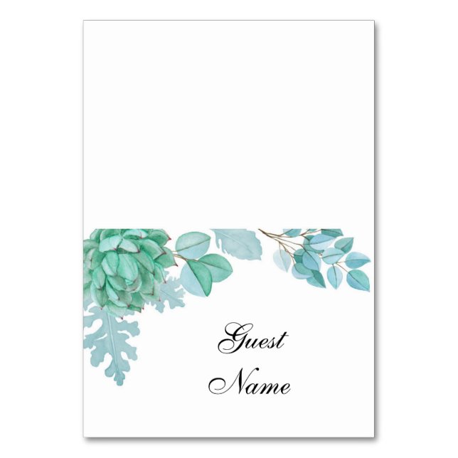 Carte de place mariage Succulente. Nom d'invité Ca (Par défaut)
