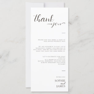 Carte de place minimale en Merci de Mariage blanc
