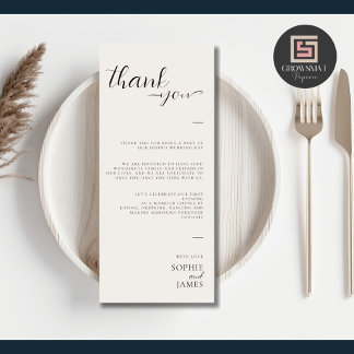 Carte de place minimaliste pour Merci Mariage