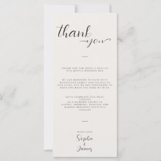 Carte de place minimaliste pour Merci Mariage
