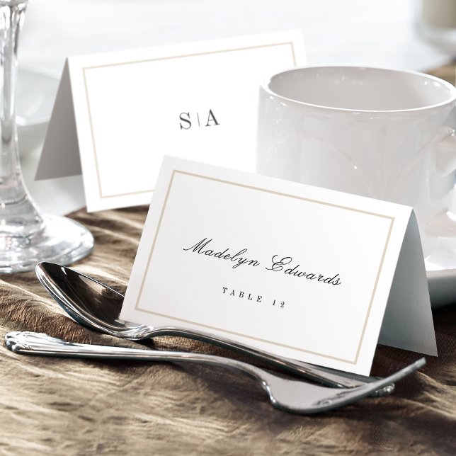Carte de place pliable minimale monogramme sophist (Sophisticated monogram minimal Foldable Place Card)