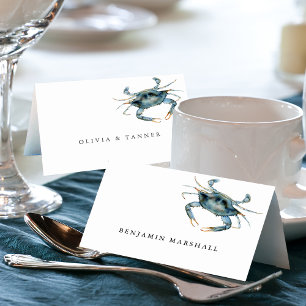 Carte de place pour les fruits de mer Crâne bleu a