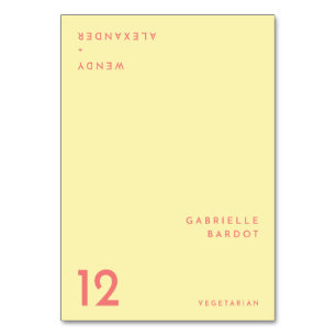 Carte de place rabattable minimaliste Jaune