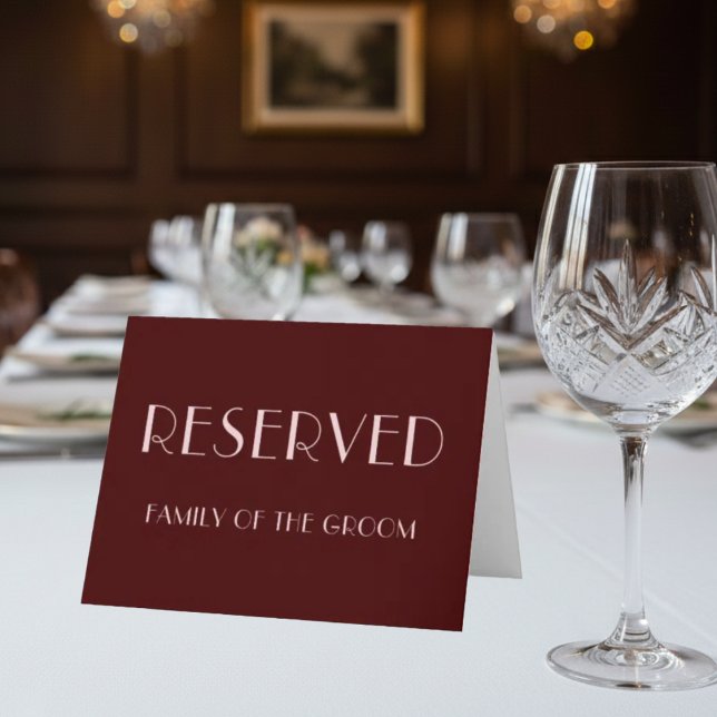Carte de place réservée pour le mariage marron et  (Créateur téléchargé)
