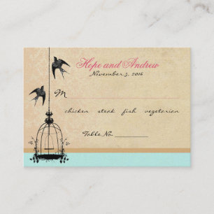 Carte de place vintage Bird Cage avec Menu Selecti