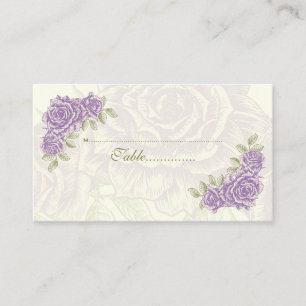 Carte de place vintage rose violette mariage escor