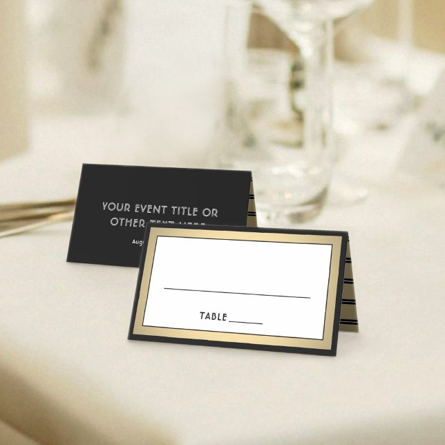Carte De Placement 25 Pack Elegant Modern Black & Gold Escort Cards (Créateur téléchargé)