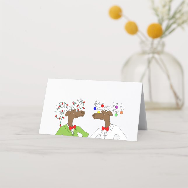 Carte De Placement 2 Moose Holiday Place Card (Devant)
