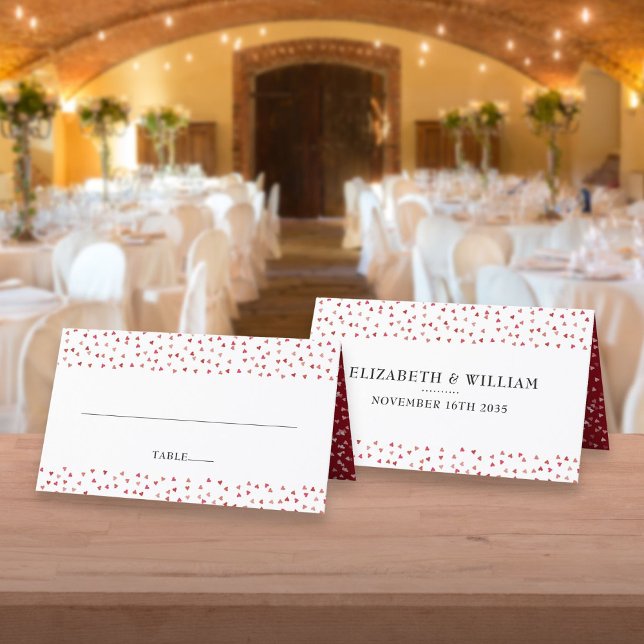 Carte De Placement 40e Anniversaire de Mariage Cœurs Rubis (40th Wedding Anniversary Ruby Hearts Place Card)