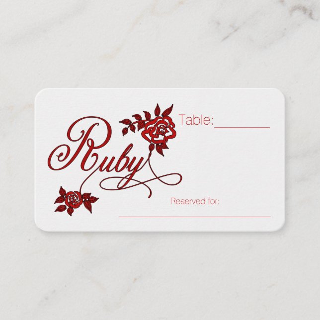 Carte De Placement 40e anniversaire de mariage rubis avec des roses b (Devant)
