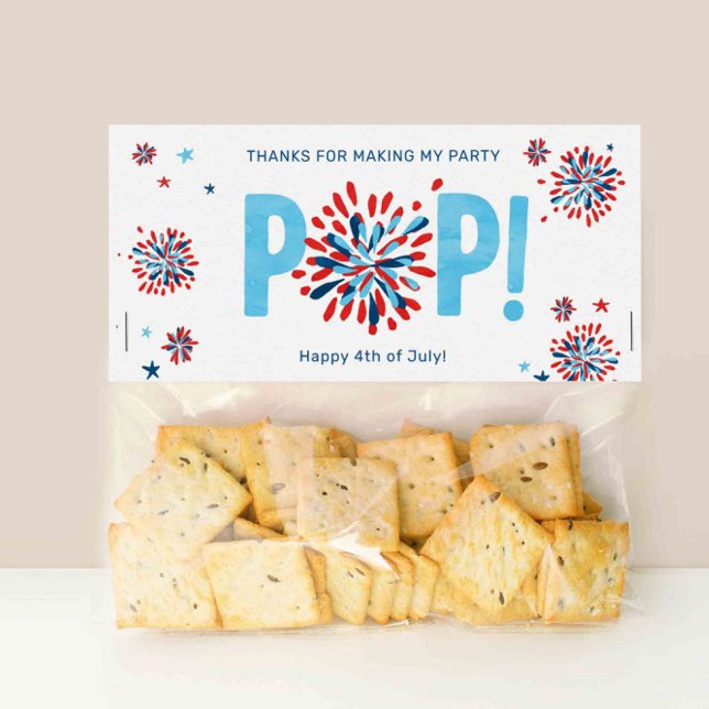 Carte De Placement 4 juillet Anniversaire Treat Bag Toppers (4th of July birthday party bag topper)